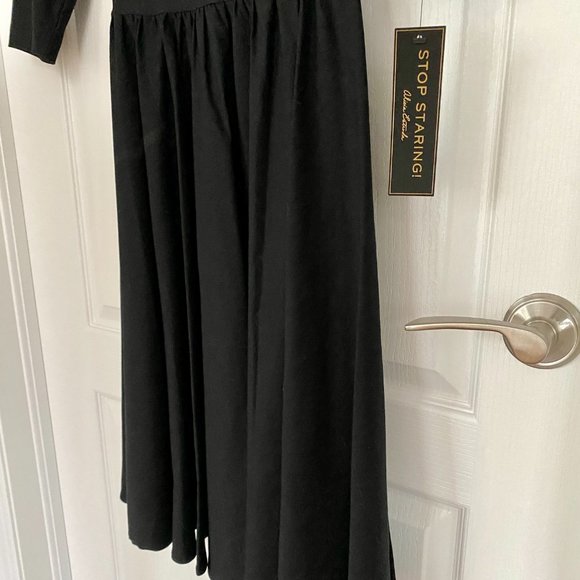 NWT Stop Staring Black 1950's Retro Cocktail Dress 3/4 Sleeve Pleated Full Skirt - Picture 5 of 13